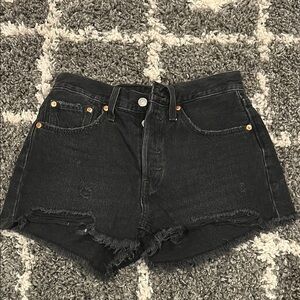 Levi's Black Jean Shorts High-Waisted Cut-Off